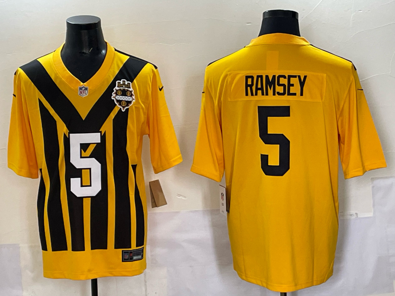 Men Pittsburgh Steelers #5 Ramsey Yellow Retro 2025 Nike Limited NFL Jersey style 002